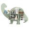 Green MDF Dinosaur Kids Bookshelf with Wall Mount, 2-Tier Storage and Safety Design